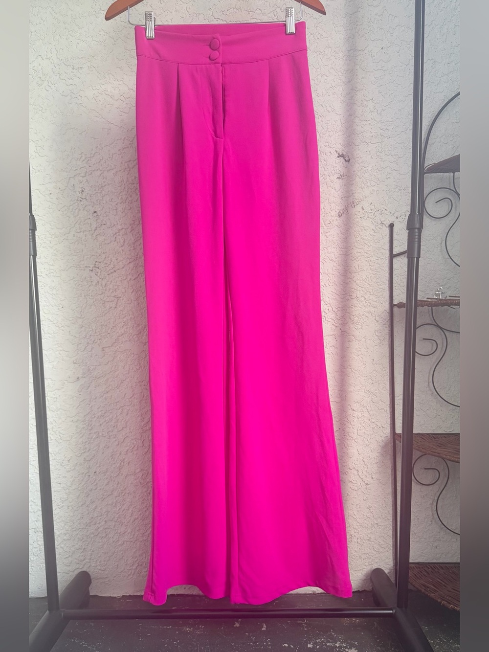 Fashion Nova Women Fuchsia Pink High Rise Wide Leg Dress Pants